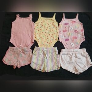 Set of 3 Baby Bodysuits and 3 Shorts
